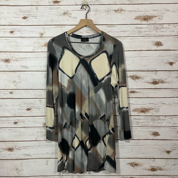 Q'Neel Neutral Printed Long Sleeve Tunic - US 8 - Picture 10 of 11